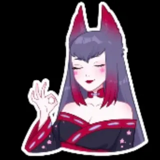🙆‍♀️ 0680b346 аниме девушка, лисьи уши, милый, знак ок, персонаж, стикер whatsapp sticker