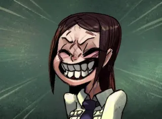 😁 34659cca woman, smile, cartoon, facial expression, portrait, face, smiling telegram sticker