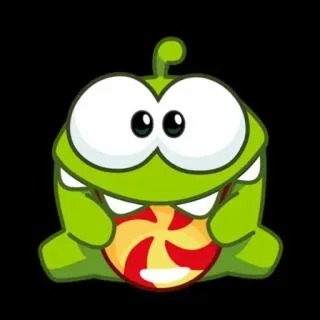 😛 405dd92e Om Nom Cut the Rope 緑, モンスター, キャンディ, 漫画, かわいい telegram sticker