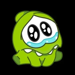💦 698b2100 Om Nom Cut the Rope Cut the Rope, 悲しい, 泣く, 緑, モンスター, もぐもぐ telegram sticker