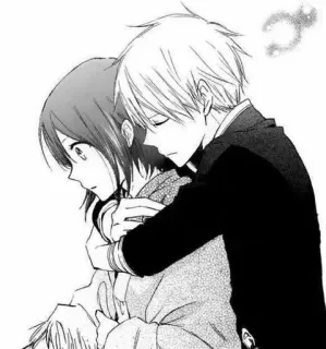 🫂 944d8966 动漫, 漫画, 情侣, 拥抱, 爱, 关系, 黑白, 插画 telegram sticker