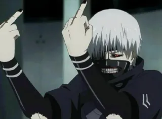 🖕 e56800fa Ken Kaneki Tokyo Ghoul 动漫, 喰种, 中指, 冒犯, 角色, 漫画, 金木 telegram sticker