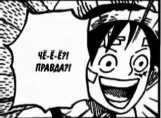 🤩 15047956 Monkey D. Luffy One Piece ЧЁ-Ё-Ё?! ПРАВДА?! 루피, 원피스, 애니메이션, 만화, 러시아어, 신남, 말풍선 telegram sticker