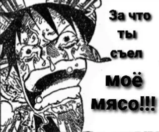 😱 18f1f967 За что ты съел моё мясо!!! 울음, 원피스, 밈, 감정적인, 슬픈 telegram sticker