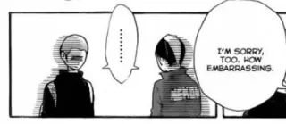 🏐 8b3bb298 I'M SORRY, TOO. HOW EMBARRASSING. Manga, Scuse, Imbarazzo, Conversazione, Triste whatsapp sticker