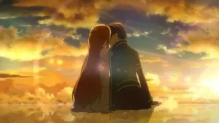 ❤ 0cc53975 คู่, อนิเมะ, โรแมนติก, พระอาทิตย์ตก, จูบ telegram sticker