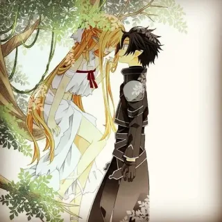 ❤️ 7cf82261 Asuna Sword Art Online อนิเมะ, จูบ, คู่รัก, แฟนตาซี, โรแมนติก, ตัวละคร, Sword Art Online telegram sticker