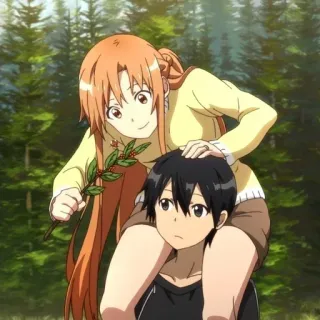 🥰 ffdda899 Asuna, Kirito Sword Art Online อนิเมะ, มิตรภาพ, Sword Art Online, ขี่หลัง telegram sticker