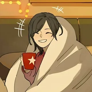 🌟 1e28c180 gemütlich, warm, Decke, Tasse, fröhlich, entspannt, Stern whatsapp sticker