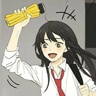 🌟 aa9b1e07 Anime Mädchen, Cartoon, Schüler, Fröhlich, Schuluniform, Gelb whatsapp sticker