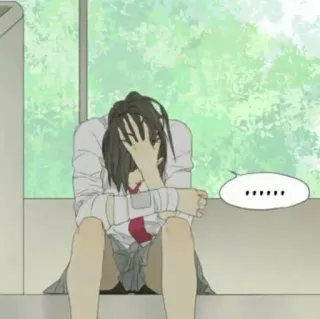 🌟 dccdda38 ...... traurig, Anime, Manga, weinend, deprimiert, Mädchen, Schuluniform whatsapp sticker