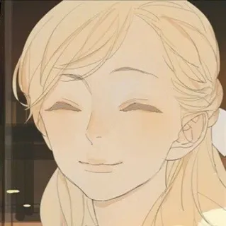 🌟 16272d9a vrouw, glimlachend, vrolijk, blond haar, anime, manga, cartoon telegram sticker