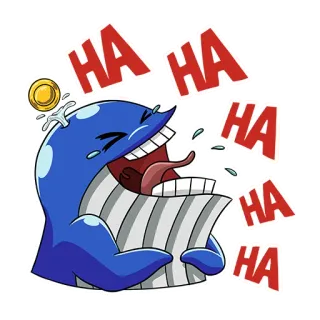 🐳 f003db07 HA HA 웃음, 고래, 파란색, 만화, 행복, 유머, 웃긴 telegram sticker