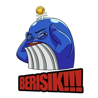🐳 fcbfb652 BERISIK!!! 만화, 캐릭터, 고래, 파란색, 텍스트, Berisik telegram sticker