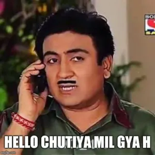 📞 bad36936 HELLO CHUTIYA MIL GYA H meme, offensive, indian telegram sticker