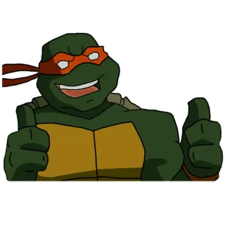 👍 b9854194 Michelangelo Teenage Mutant Ninja Turtles Tartaruga, Ninja, TMNT, Cartone animato, Pollice in su whatsapp sticker