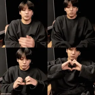 ❤️ 769525be Jungkook BTSJKGIFS kpop, bts, idol, koreański, serce dłonie, przystojny telegram sticker