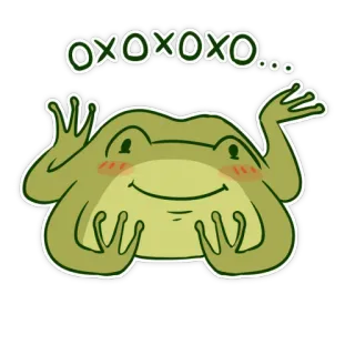 😊 1c96bc22 OXOXOXOXO... 青蛙, 卡通, 动物, 可爱, 绿色 whatsapp sticker