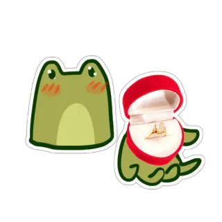 💍 5dfce16a 青蛙, 订婚戒指, 爱, 求婚, 可爱, 卡通 whatsapp sticker