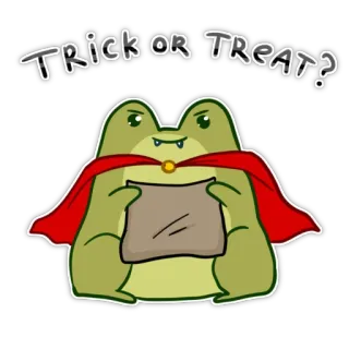 🧛‍♀️ 66385667 TRICK OR TREAT? 青蛙, 万圣节, 不给糖就捣蛋, 卡通, 搞笑, 贴纸, 可爱 whatsapp sticker