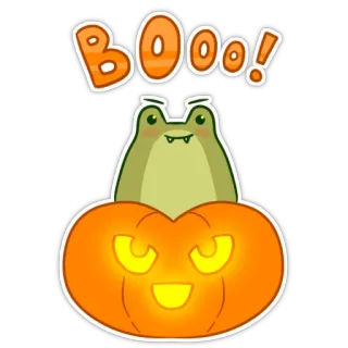 🎃 6ad40039 BOoo! 万圣节, 南瓜, 青蛙, 恐怖, boo whatsapp sticker