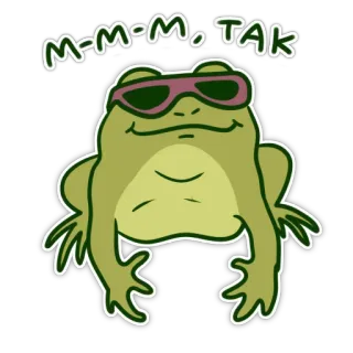 😎 91deb66b M-M-M Mo TAK 青蛙, 太阳镜, 表情包, 波兰语, 是 whatsapp sticker