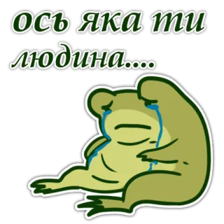 😒 927d7a1d Ось яка ти людина... 青蛙, 哭泣, 悲伤, 卡通, 贴纸 whatsapp sticker