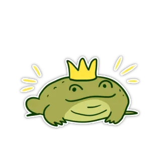 😊 b3841c48 青蛙, 国王, 皇冠, 动物, 两栖动物, 卡通, 贴纸 whatsapp sticker