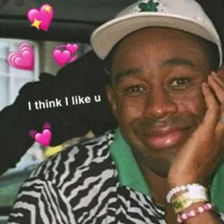 🍄 2734b5c3 Tyler, the Creator I think I like u tyler the creator, meme, cinta, hati, kayaknya aku suka kamu telegram sticker