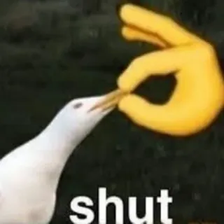🍄 9ed40e16 shut burung camar, diam, emoji, meme telegram sticker
