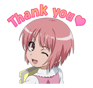😆 7e535f9f Thank you Anime, Cô gái, Cảm ơn, Trái tim telegram sticker