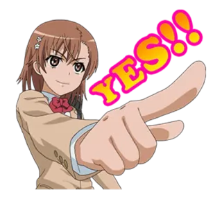 👍 b34b2024 YES!! Anime, Cô gái, Vâng, Chỉ, Tích cực telegram sticker