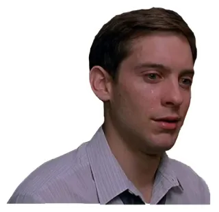 😢 2bd5ed53 Peter Parker Spider-Man piangere, triste, peter parker, spider-man, tobey maguire, meme whatsapp sticker
