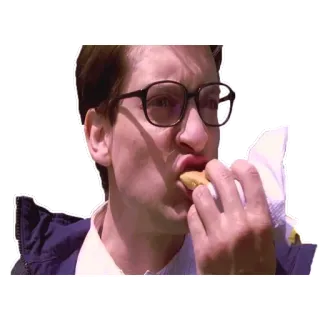 🌭 33af1448 mangiare, uomo, cibo, persona, occhiali, spuntino whatsapp sticker