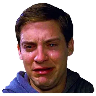 😭 770f9021 Peter Parker Spider-Man piangere, triste, emotivo, meme, Tobey Maguire, Spider-Man, arrabbiato whatsapp sticker