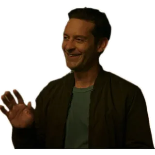 😁 fba883db uomo, sorridente, che saluta, amichevole, casual, attore whatsapp sticker