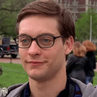 🕷 3ae88ed7 Peter Parker Spider-Man tobey maguire, spider-man, meme, bril, glimlach telegram sticker