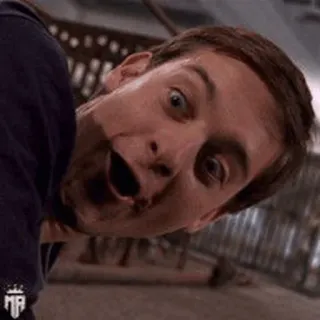 🕷 81d1708c Peter Parker Spider-Man verrast, geschokt, Meme, Tobey Maguire, Spider-Man telegram sticker