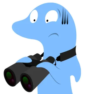 😨 18890ac5 cartone animato, binocolo, blu, ricerca, cercando, illustrazione, occhi, personaggio telegram sticker