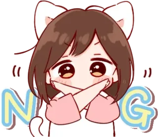 💭 2b456d0a N*G Anime, Orejas de gato, Chica, Ofensivo, Censurado, Insulto telegram sticker
