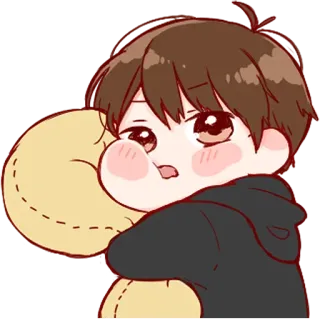 🖤 4960a14e anime, boy, cute, kawaii, teddy bear, emotions telegram sticker