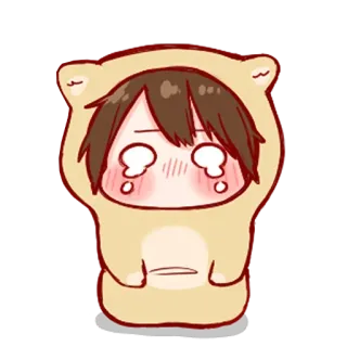 🖤 9bbae5aa crying, sad, kawaii, anime, cartoon, bear, hoodie telegram sticker