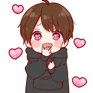 🖤 bb6e300c anime, boy, hearts, middle finger telegram sticker