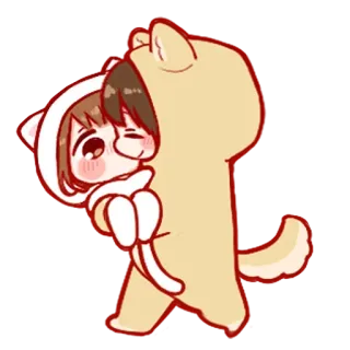 🖤 e6cfcf4a chibi, anime, cute, couple, cat, dog telegram sticker