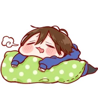 🖤 eb642192 sleepy, cartoon, chibi, relaxing, pillow, anime telegram sticker