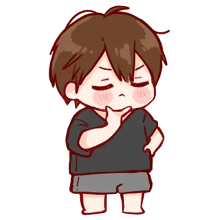 🖤 f8efca8e cartoon, anime, thinking, cute, boy telegram sticker