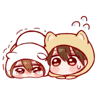 😢 179b00a3 动漫, 可爱, 卡哇伊, Q版, 情侣, 哭, 情感, 漫画 telegram sticker