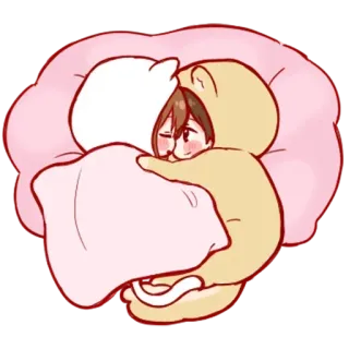 😴 591dfbb1 动漫, 可爱, 卡哇伊, Q版, 女孩, 毯子, 困, 拥抱 telegram sticker