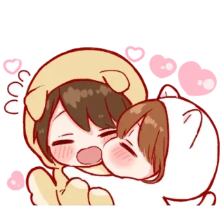 😘 b80015c5 卡通, 可爱, 动漫, 拥抱, 卡哇伊, 朋友 telegram sticker