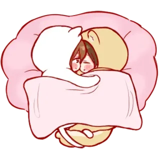 😴 d7baebe9 卡通, 可爱, 卡哇伊, 拥抱, 帽衫, 动漫 telegram sticker